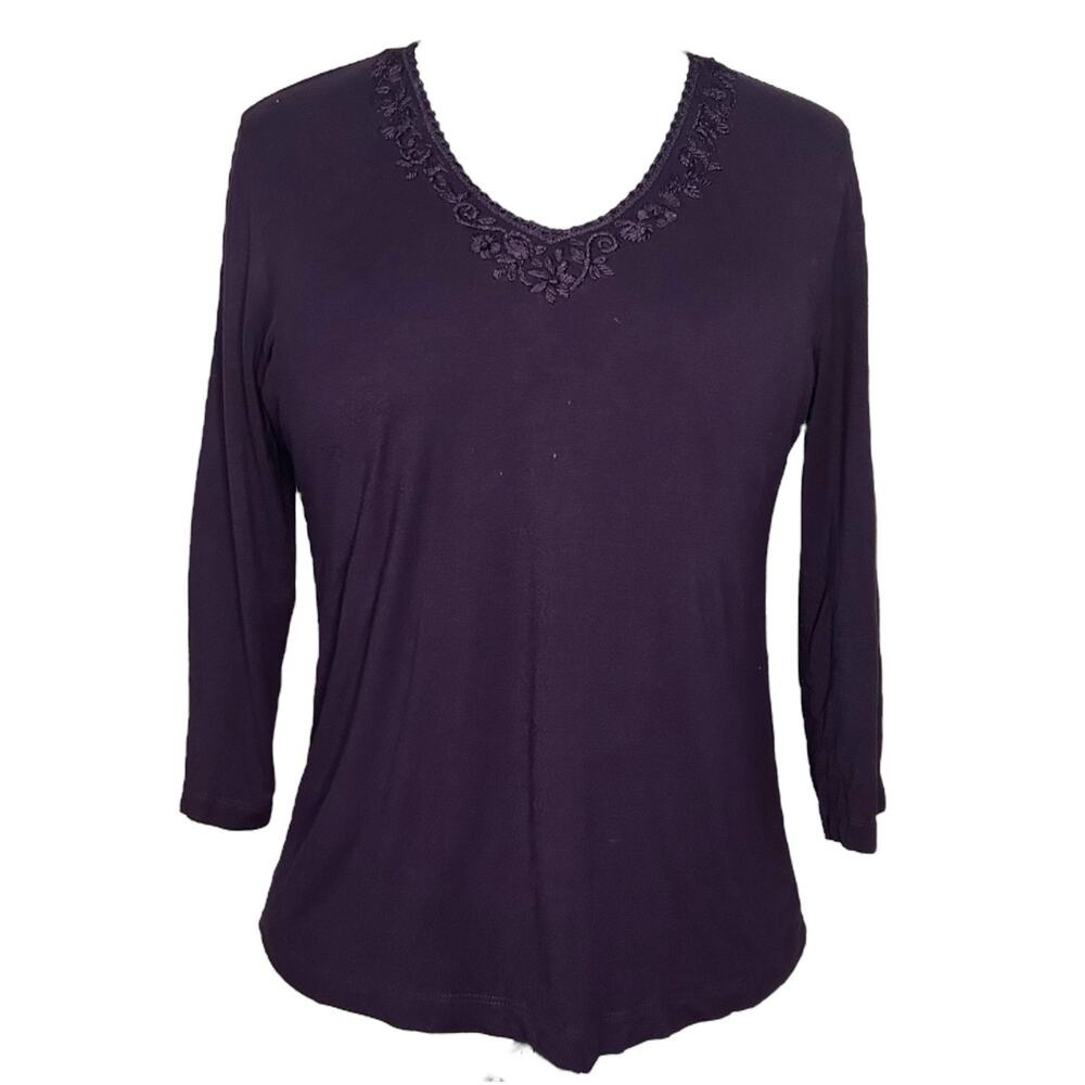Chicos Purple Embroidered Blouse